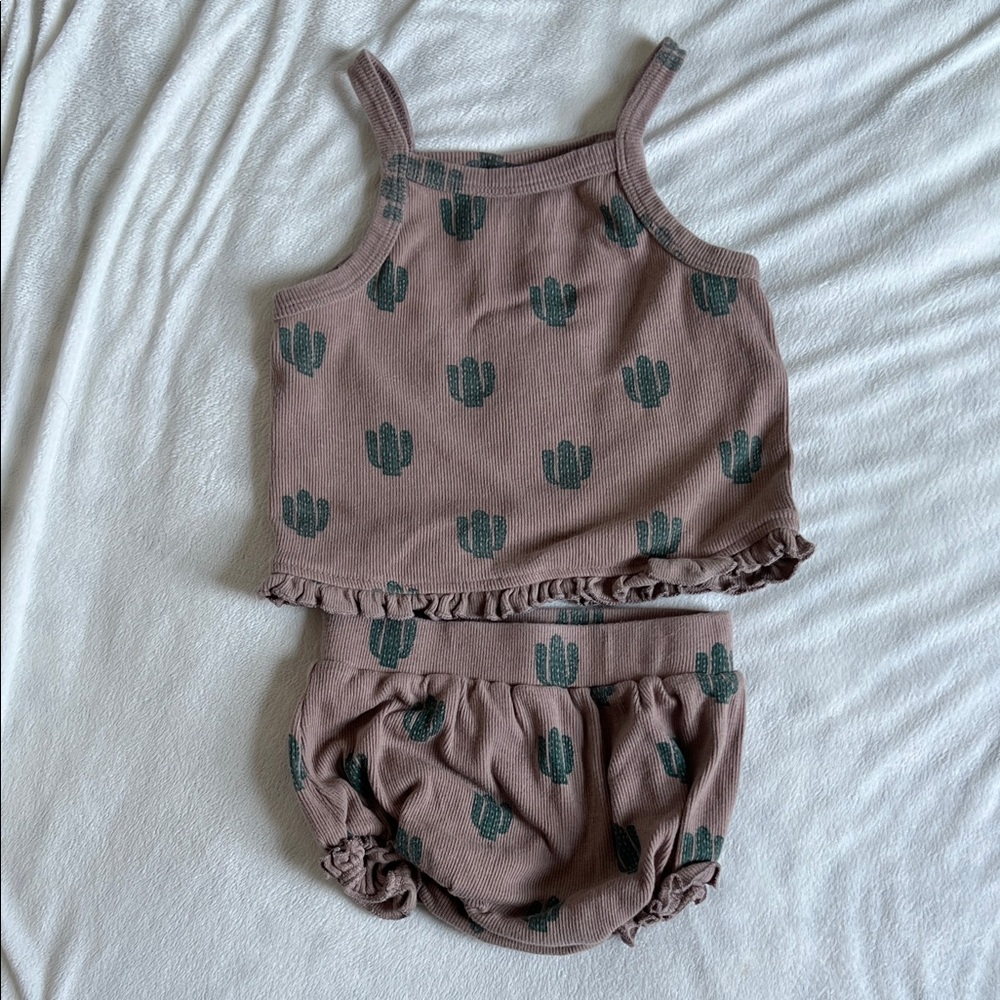 Kate Quinn Cactus Print Mauve Tank Top & Bloomers Set